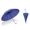 16 Bone Plain Straight Umbrella Small Fresh Long Handle Umbrella(Dark Blue)