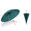 16 Bone Plain Straight Umbrella Small Fresh Long Handle Umbrella(Wood Handle High Indigo)