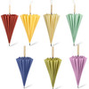 16 Bone Plain Straight Umbrella Small Fresh Long Handle Umbrella(Wood Handle Dark Blue)