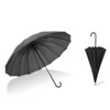 16 Bone Plain Straight Umbrella Small Fresh Long Handle Umbrella(Classic Black)