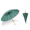 16 Bone Plain Straight Umbrella Small Fresh Long Handle Umbrella(Wood Handle Mint Green)