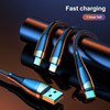 CAFELE 3 in 1 8 Pin + Micro USB + Type-C / USB-C Telescopic Charging Cable, Length: 1.68m