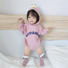 Plus Velvet Thickened Baby Casual Long Sleeve Triangle Romper Cute Big Eyes Loose Romper (Color:Pink Size:73cm)