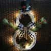 Christmas Vine Ring With Lights Pendant Christmas Tree Garland Home Decoration Props(Black White Grid)
