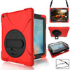 360 Degree Rotation Silicone Protective Cover with Holder and Hand Strap and Long Strap for iPad Pro 9.7(Red)