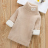 Plus Cashmere Style Letter Pattern Mink Cashmere Children Turtleneck Knitted Sweater (Color:Khaki Size:120cm)