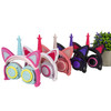 LX-CT888 3.5mm Wired Children Cartoon Glowing Horns Computer Headset, Cable Length: 1.5m(Unicorn Petals Black Purple)