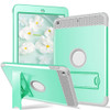 3 in 1 Honeycomb Silicone + PC Shockproof Protective Case with Holder For iPad 9.7 2018 / 2017(Mint Green + Grey)