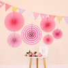 2 Packs  Birthday Party Wedding Color Three-Dimensional Folding Fan Round Paper Fan Garland Ornaments(Pink)