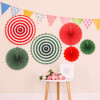 2 Packs  Birthday Party Wedding Color Three-Dimensional Folding Fan Round Paper Fan Garland Ornaments(Red-green)