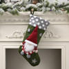 Christmas Ornaments Old Man Inthe Forest Lamb Wool Christmas Socks Faceless Doll Christmas Socks Gift Bag(Green)