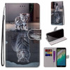 For Nokia C01 Plus Coloured Drawing Cross Texture Horizontal Flip Leather Phone Case with Holder & Card Slots & Wallet & Lanyard(Cat Becomes Tiger)