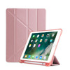 Multi-folding Shockproof TPU Protective Case for iPad 9.7 (2018) / 9.7 (2017) / air / air2, with Holder & Pen Slot(Pink)