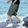 Summer Cotton Solid Color Loose Casual Cargo Shorts for Men (Color:Army Green Size:XXXXXXXXL)