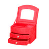 Velvet Three Layers Portable Multi-functional Necklace Rings Jewelry Boxes(Red)