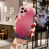 TPU Straight Edge Watercolor Pattern Protective Case For iPhone 11 Pro(Berry Color)