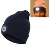 Unisex Warm Winter Polyacrylonitrile Knit Hat Adult Head Cap with 4 LED Lights(Dark Blue)