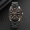 SKMEI 9253 Men Stopwatch Date Six Pin Stainless Steel Strap Quartz Watch(Gold Black)