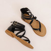 Ladies Summer Strappy Cross Sandals Roman Style Low-Heeled Retro Shoes, Size: 37(Black)
