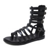 Ladies Open Toe Back Zip High-Top Sandals Flat Roman Style Sandals, Size: 37(Black)