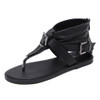 Ladies Belt Buckle Flip Flops Casual Flat Sandals, Size: 38(Black)