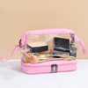 2 PCS Large-Capacity Dry And Wet Separation Waterproof Wash Transparent Bag Travel Cosmetic Storage Bag(Transparent pink)