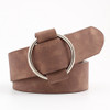 Casual Needleless Round Buckle Wide  PU Leather Belt for Women, Belt Length:103cm(Coffee)