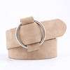 Casual Needleless Round Buckle Wide  PU Leather Belt for Women, Belt Length:103cm(khaki)