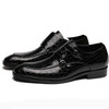 Crocodile Pattern Business Flat Bottom Leather Formal Shoes, Size:45(Black)