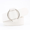 Casual Needleless Round Buckle Wide  PU Leather Belt for Women, Belt Length:103cm(White)