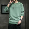 Fall/winter Loose Sweater Men Bottoming Shirt (Color:Green Size:XXXXL)