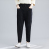 Loose Large Size Literary Vertical Pockets All-match Solid Color Slim Casual Pants (Color:Black Size:XL)