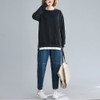 Loose Belly Slimming Top Plus Velvet Thick Sweater (Color:Black Size:XL)