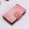 Ladies Python Texture Leather Clutch Embossed Zipper Wallet(Cherry Pink)