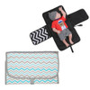 Portable Baby Changing Mat Multifunctional Baby Changing Table Waterproof Bag(Green Thin Waves )