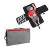 Portable Baby Changing Mat Multifunctional Baby Changing Table Waterproof Bag(Gray Red Zipper)