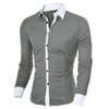 Casual Business Men Dress Long Sleeve Cotton Stylish Social Shirts, Size:XL(Gray)