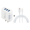 SOlma 2 in 1 6.2A 3 USB Ports Travel Charger + 1.2m USB to 8 Pin Data Cable Set, US Plug