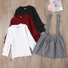 Two-piece Children Long Sleeve + Suspender Skirt (Color:Pink Size:80)