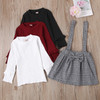 Two-piece Children Long Sleeve + Suspender Skirt (Color:Pink Size:120)