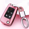 Electroplating TPU Single-shell Car Key Case with Key Ring for CHEVROLET CRUZE / AVEO & BUICK Hideo / XTGT / Regal / LACROSS (Pink)