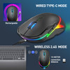 HXSJ T200 2.4G 3200dpi Adjustable 7-Keys RGB Light Wireless Mouse(Black)