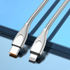 ADC-009 USB-C / Type-C to 8 Pin Zinc Alloy Hose Fast Charging Data Cable, Cable Length: 1m (Silver)