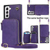 For Samsung Galaxy S21 Cross-body Zipper Big Wallet Bag Square Phone Case(Purple)