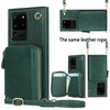 For Samsung Galaxy S20 Ultra Cross-body Zipper Big Wallet Bag Square Phone Case(Emerald)