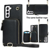 For Samsung Galaxy S21 Cross-body Zipper Big Wallet Bag Square Phone Case(Black)