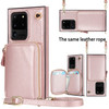 For Samsung Galaxy S20 Ultra Cross-body Zipper Big Wallet Bag Square Phone Case(Rose Gold)