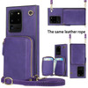 For Samsung Galaxy S20 Ultra Cross-body Zipper Big Wallet Bag Square Phone Case(Purple)