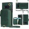 For Samsung Galaxy S10e Cross-body Zipper Big Wallet Bag Square Phone Case(Emerald)