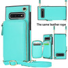For Samsung Galaxy S10+ Cross-body Zipper Big Wallet Bag Square Phone Case(Mint Green)